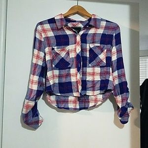 Rails red white and blue cropped flannel